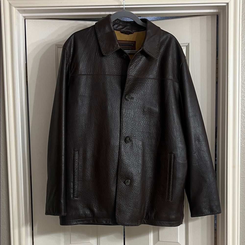 Robert Comstock Vertical Brown Leather Jacket